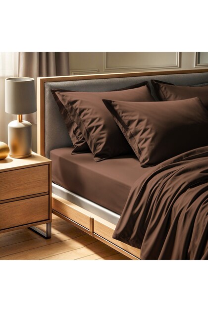 Rani Home Çift Kişilik Çarşaf Koyu Kahverengi CF-6355