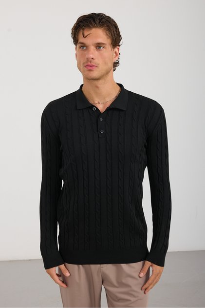 Men's Washable Anti-Pilling Polo Collar Hair-Weaved Knitwear