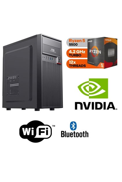 ŞAFAK-OFİS PC AMD Ryzen 5 5500 32GB RAM 4GB Ekran Kartı 1 TB M.2 SSD 600W Win 11 Pro Wi-Fi Masaüstü İş ve Ofis Bilgisayarı