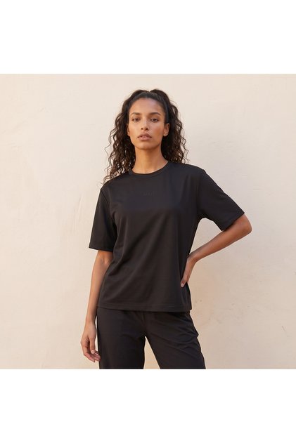 WOMEN WAFFLE TEE WITH PRINT
