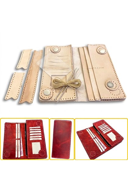 DIY Truva Magnetic Leather Wallet Making Kit, DIY Handmade Wallet Card Holder Kit with 10 Card Holders and Phone Compartment