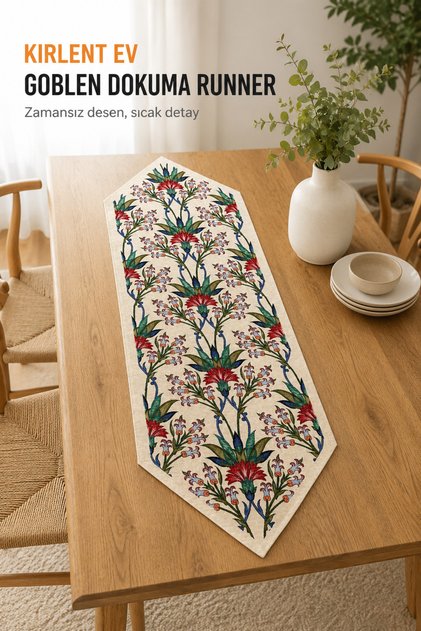 Tapestry Runner Woven Floral Pattern