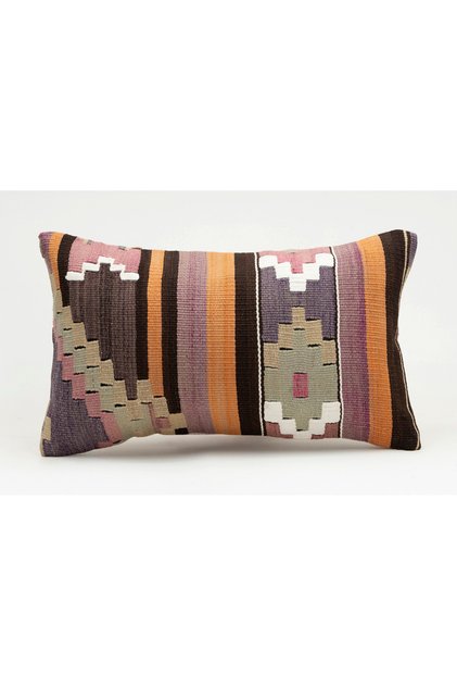 Handmade Vintage Throw Pillow Cover Made from Old Kilim, Wool, 30X50 cm