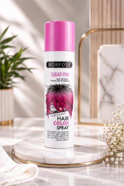 pembe renkli saç spreyi sugar pink geçici yıkanabilir saç boyası 150 ml