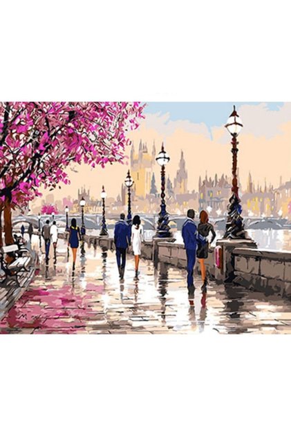 Pictură pe numere – Promenada Magnolia din Londra – Pânză pe cadru de lemn 40×50 cm