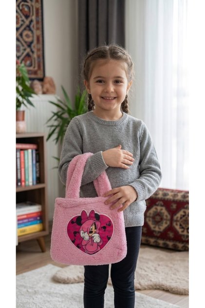 Minnie Mouse Esintili Sevimli ve Yumuşacık Peluş Çocuk Çantası! Cırt yapışkanlıdır.