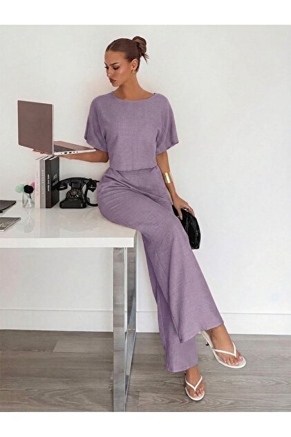 Ambra Sereni Tasarım Office - Casual İkili Keten Kadın Takım -DO345675