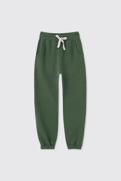 Girl's Green Sweatpants with Elastic Waist
