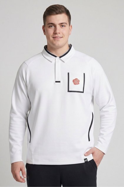 Men Loose Fit UA Rose Long Sleeve Outdoor Polo Shirt, White