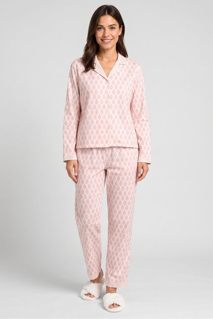 Women 2 Pieces Allover Print Long Sleeve Pajama Set, Multicolor
