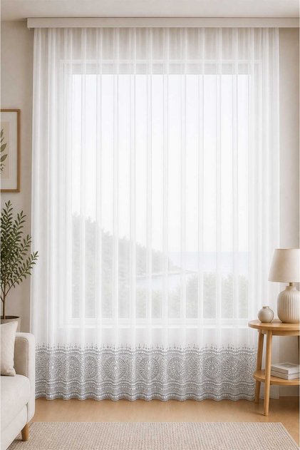 Lace Skirt 17364 Embroidery Custom Size Tulle Curtain 180X260 1X2.5 Pleat