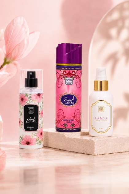Lamsa Body Care & Fragrance Combo | Body Mist 100ml + Body Lotion 80g + Body Spray 200ml