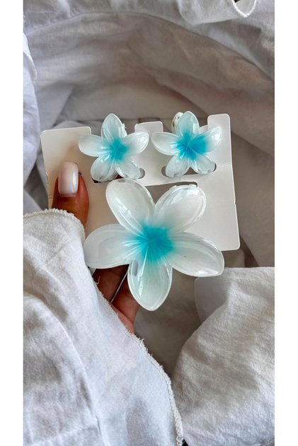 Set of 3 Latch Buckles with White and Yellow Frangipani Flower Design, Tropical Beach Buckle