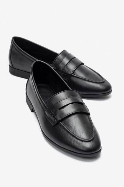 Hakiki Deri Saraçlı Kadın Loafer Siyah Bellissima