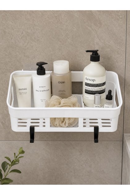 Rectangular Bathroom Shower Organizer Adhesive Shower Shelf – Shampoo, Shower Gel and Soap Organizer 10X25 cm