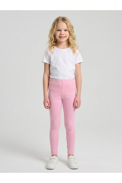 Girls Light Pink Solid Full Length Leggings By Juniorloom