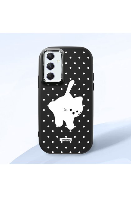 Samsung Galaxy A54 Compatible Shock-Absorbing Camera Protected Black Silicone Case Cat