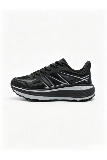 Unisex Black Textile Lace-Up Sports Sneakers