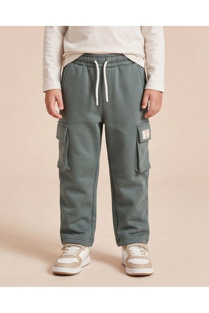 Boys Dark Green Cargo Pocket Jogger Trousers