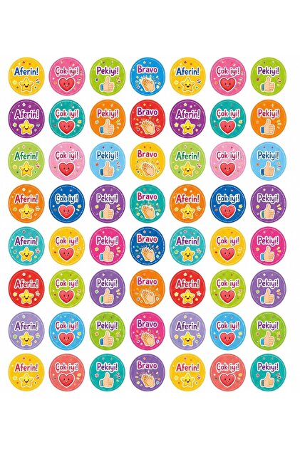 112 Adet Öğretmenler için Motivasyon Sticker Seti | Aferin Çok İyi Pekiyi Bravo | Renkli Eğitim Stickerları