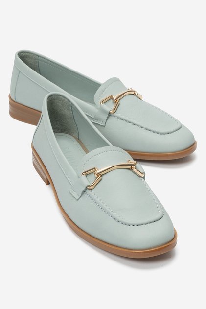 Genuine Leather Fresh Women's Buckle Detailed Ballerinas Andy