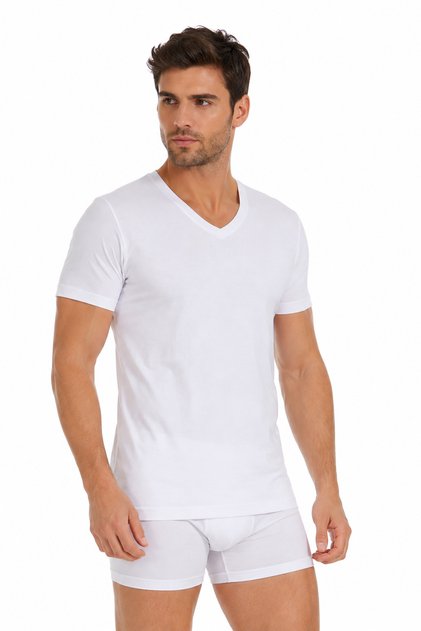 Yildiz Çamaşir 3-Pack 100% Cotton Single Jersey Combed Cotton V-Neck Men's Undershirt T-Shirt