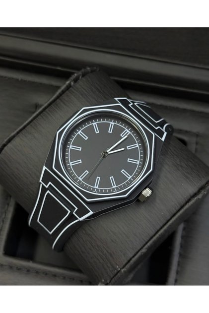 Unparalleled Design Men's Wristwatch - Eye-Catching with Black and White Striped Dial and Case, This Unusual Men's Wristwatch Elevates Your Style