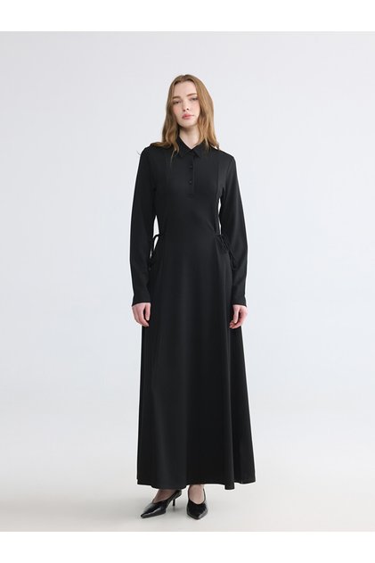 Rochie cu guler tip cămașă și drapaje