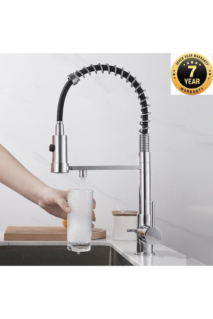 Kitchen Sink Faucet with Dual Flow Water Purification Outlet, Spiral Spout, Chrome Color, 7 Years Warranty, Imported
