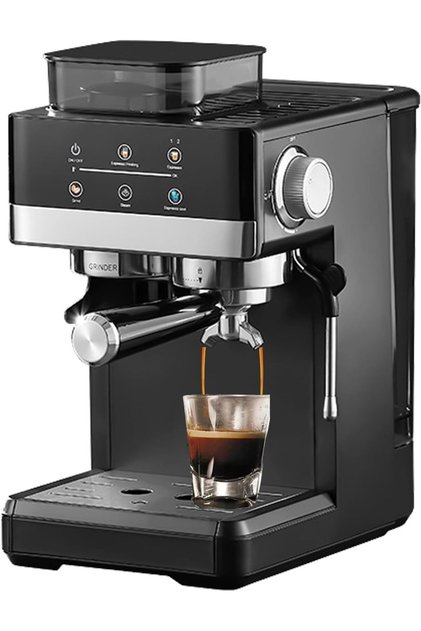 20 Bar Espresso Machine, 3-in-1 Coffee Machine, 20 Grinding Settings, Smart Touch Screen, Equipped with Milk Frother and Grinder, 1.8 Liter Water Tank, For Home Cappuccino/Latte Making
