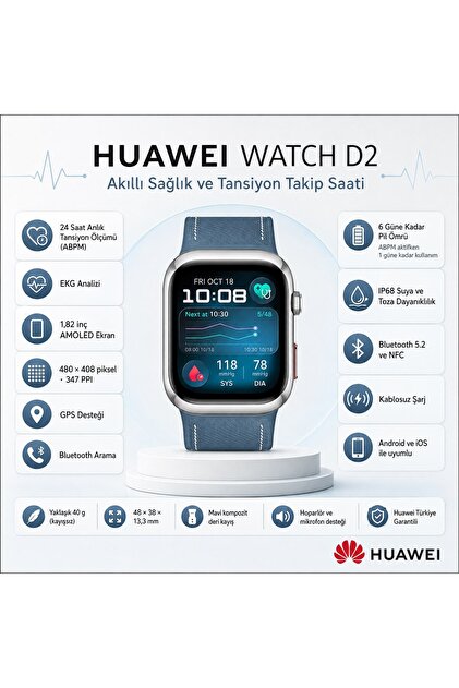 Watch D2 Akıllı Saat Mavi