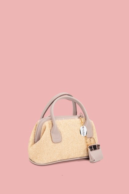 Wicker Look Charmy Scholarship Woven Hand and Shoulder Strap Bag