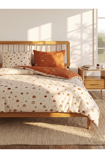Esvab • Modern & Distinctive Pumpkin Printed Double Duvet Cover Set