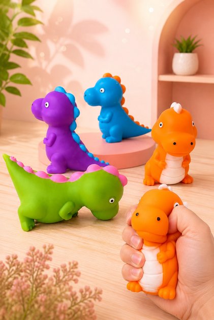 Dinozor Squishy Oyuncak – Sıkılabilir Pofuduk Duyusal Stres Oyuncağı 12 cm (1 Adet)