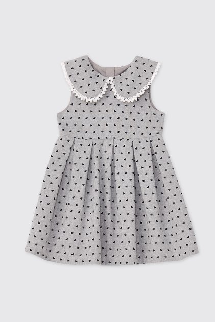 Baby Girl Cotton Lined Grey-Melange Dress