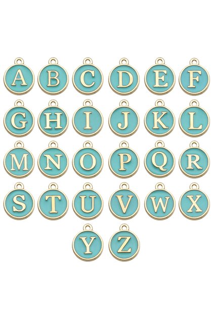 A-Z Green 26pcs 26pcs 12*14mm A-Z Letter Charms Enamel Charms Alphabet Initial Letter Handmade Penda