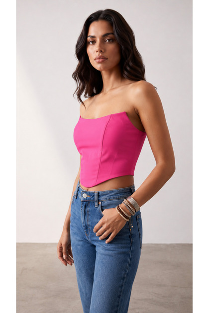 Pink Pp Fuchsia Strapless Corset Bustier