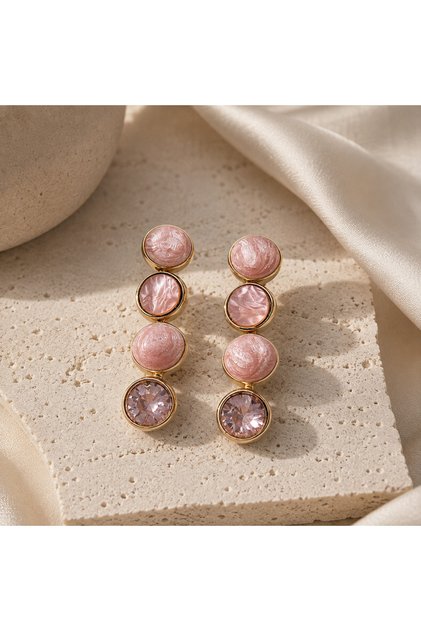 Vip Gold Dangle Earrings with Pearls and Zircon Stones for Women 4-Piece Stone Look Long Earrings