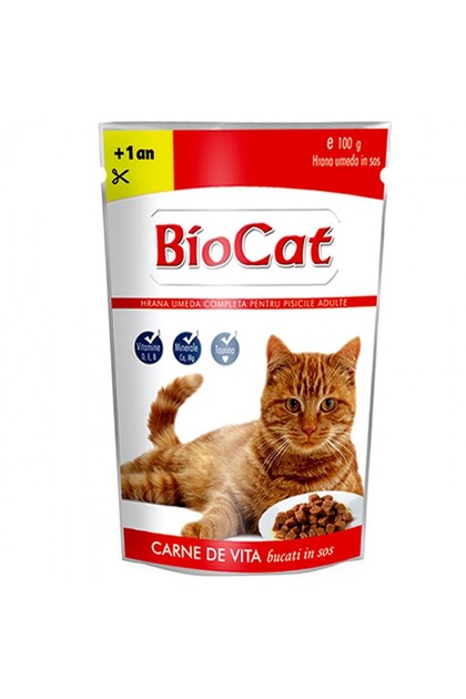PLIC PISICA BIOCAT ADULT VITA BUCATI IN SOS 100GR