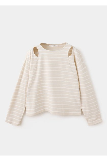 Cut-out striped T-shirt