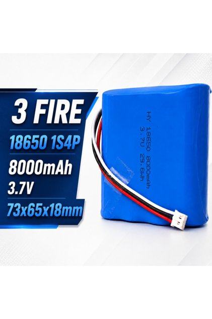 Acumulator Cameră Supraveghere V380 Pro, 8000mAh 3.7V 29.6Wh, Model 1x4-8Ah-3F, JST PH 2.0 3-Pin Pas 2.0mm, 73x65x18mm, 3 fire