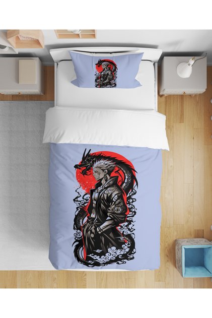 Sukuna Itadori Jujutsu Kaisen Anime Patterned 3D Digital Printed Single Youth Boy's Duvet Cover Set Without Sheets