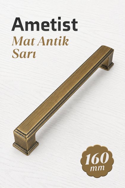 Ametist 160 mm (16 cm) Mat Antik Sarı Metal Dolap Çekmece Mobilya Kulpu Avangart Dolap Kulbu Kulp