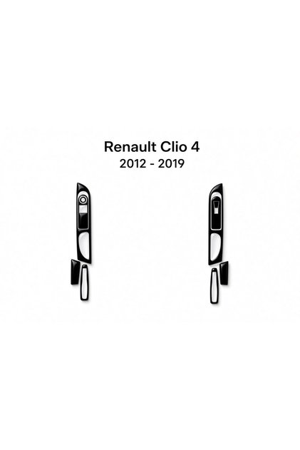 Renault Clio 4 2012-2019 Door Glass Opening Areas Piano Black Glossy Black Mahogany Finish