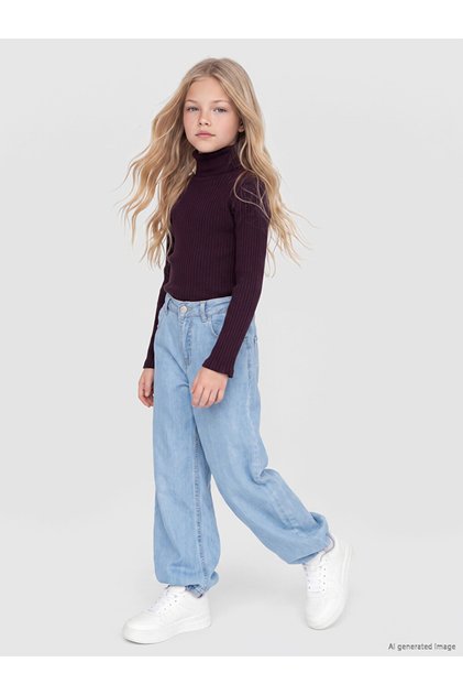 Vizyon New Season Blue Balloon Fit Girls' Jean Pants