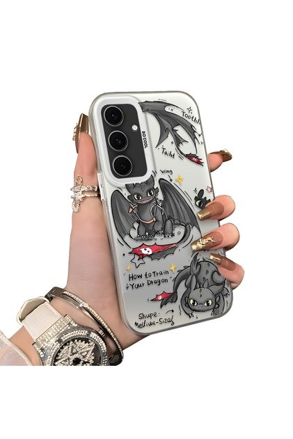 Samsung Galaxy S24 Fe Compatible Hard Acrylic Back Silicone Edge Lens Protection Case Dragon
