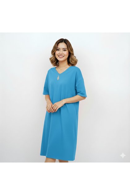 Women's Blue Short sleeve Dress