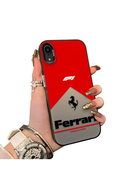 iPhone Xr Compatible Stylish Racing Car Pattern Acrylic Back Panel Silicone Edge Shock Absorbing Case