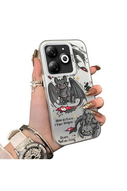 Infinix Smart 8/8 Pro/8 Plus Compatible Hard Acrylic Back Silicone Edge Lens Protection Case Dragon