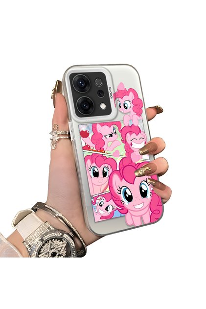 Oppo Reno 14/14F Compatible Pinkie Pie Multiple Facial Expression Printed Hard Acrylic Back Soft Silicone Frame Case
